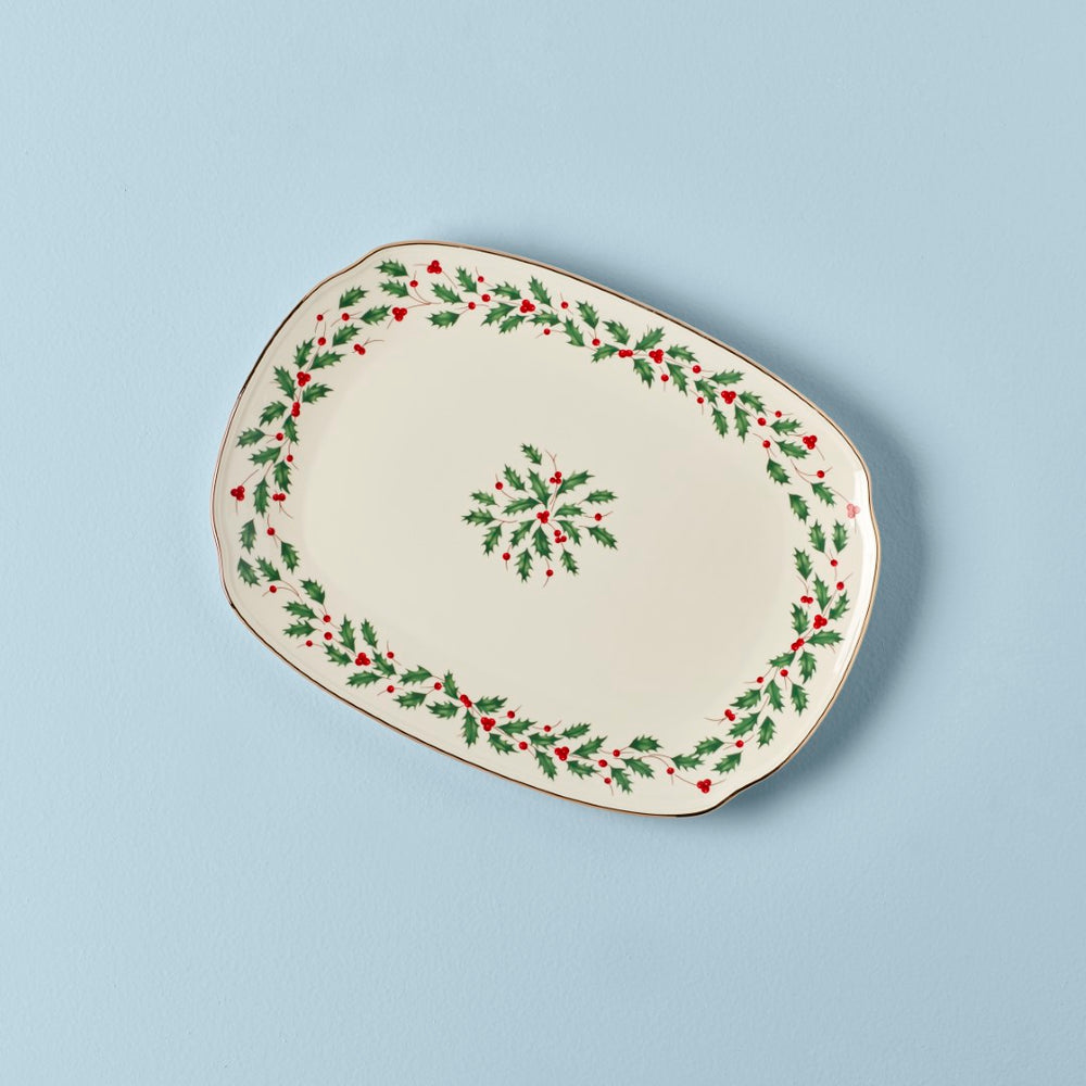 Lenox Holiday Serving Platter Red & Green, IVORY PORCELAIN 830143