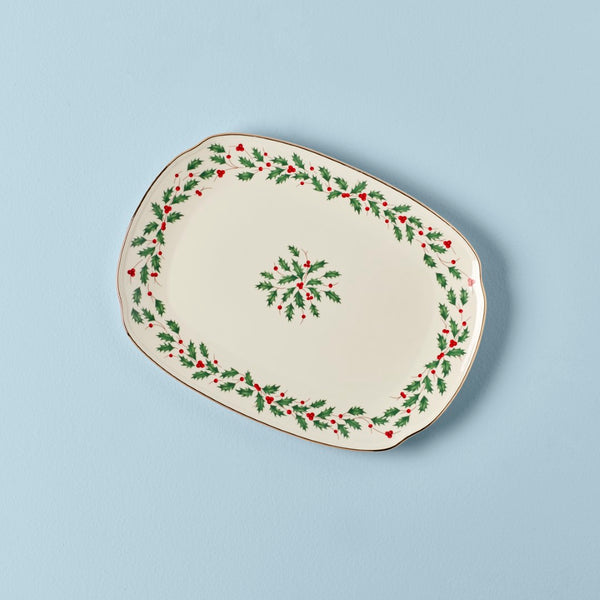 Lenox Holiday Serving Platter Red & Green, IVORY PORCELAIN 830143
