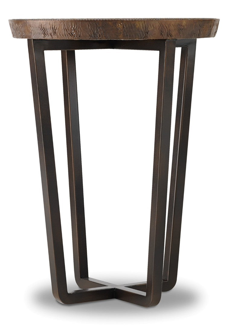 Hooker Furniture Parkcrest Aged Copper Martini Table With Forged Dark Metal Base — Compact Rustic-Modern Accent, 18" 5527-80117-COR