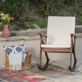 Christopher Knight Home® - Noble House - Gus Outdoor Acacia Wood Rocking Chair With Cushion