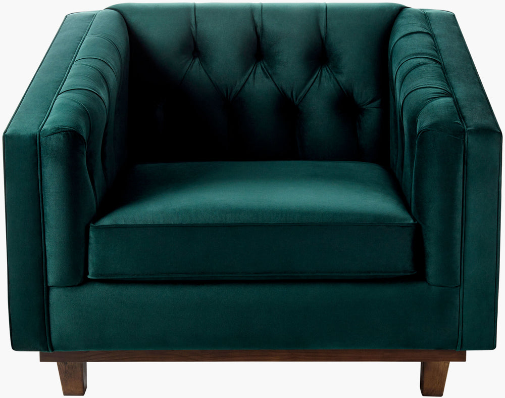Surya Cheviot Velvet Accent Chair - 31"H X 45"W X 37"D, Handcrafted Elegance For Your Stylish Home Decor Upholstery, Emerald,Base, Brown Polyester,Pine,Polyurethane Foam,Dacron Cvo002-314537
