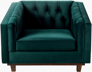 Surya Cheviot Velvet Accent Chair - 31"H X 45"W X 37"D, Handcrafted Elegance For Your Stylish Home Decor Upholstery, Emerald,Base, Brown Polyester,Pine,Polyurethane Foam,Dacron Cvo002-314537