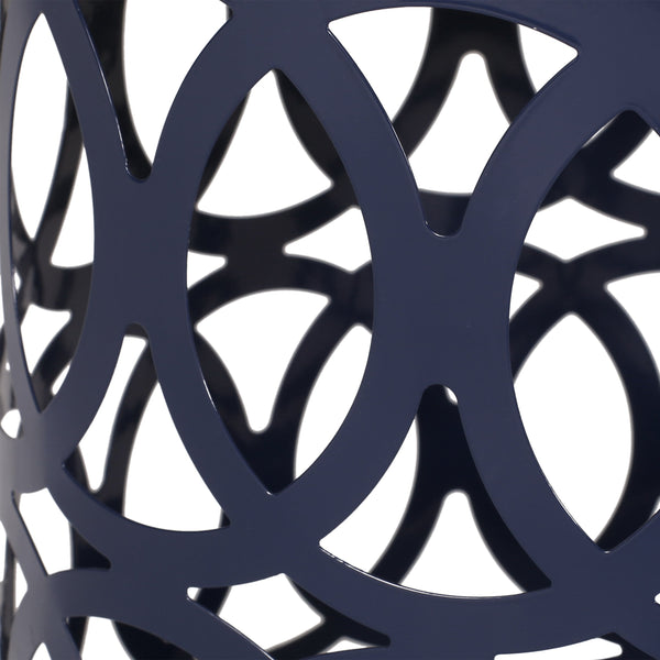 English Elm Outdoor Powder-coated Iron Nesting Accent Tables Set of 2 Laser-cut Circle Design Navy Blue 73606.00NBLU