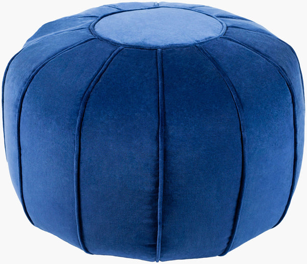 Surya Cotton Velvet Pouf Cvpf-016 - Stylish 14"H X 20"W X 20"D Decorative Seating For Modern Decor Navy Cotton,Cotton,Polybeads Cvpf016-202014r