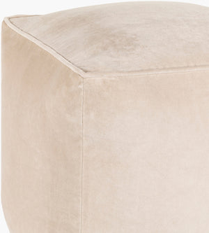 Surya Cotton Velvet Pouf Cvpf-016 - Stylish 14"H X 20"W X 20"D Decorative Seating For Modern Decor Beige Cotton,Cotton,Polybeads Cvpf017-161616