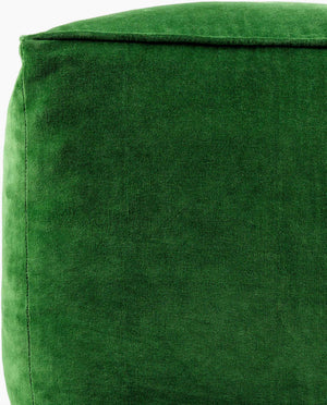 Surya Cotton Velvet Pouf Cvpf-016 - Stylish 14"H X 20"W X 20"D Decorative Seating For Modern Decor Forest Green Cotton,Cotton,Polybeads Cvpf018-161616