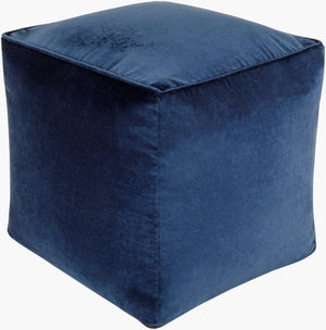 Surya Cotton Velvet Pouf Cvpf-016 - Stylish 14"H X 20"W X 20"D Decorative Seating For Modern Decor Midnight Blue Cotton,Cotton,Polybeads Cvpf019-161616