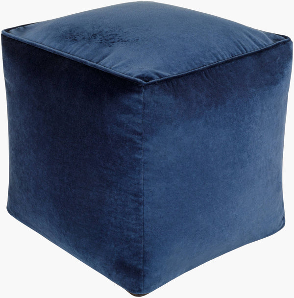 Surya Cotton Velvet Pouf Cvpf-016 - Stylish 14"H X 20"W X 20"D Decorative Seating For Modern Decor Midnight Blue Cotton,Cotton,Polybeads Cvpf019-161616