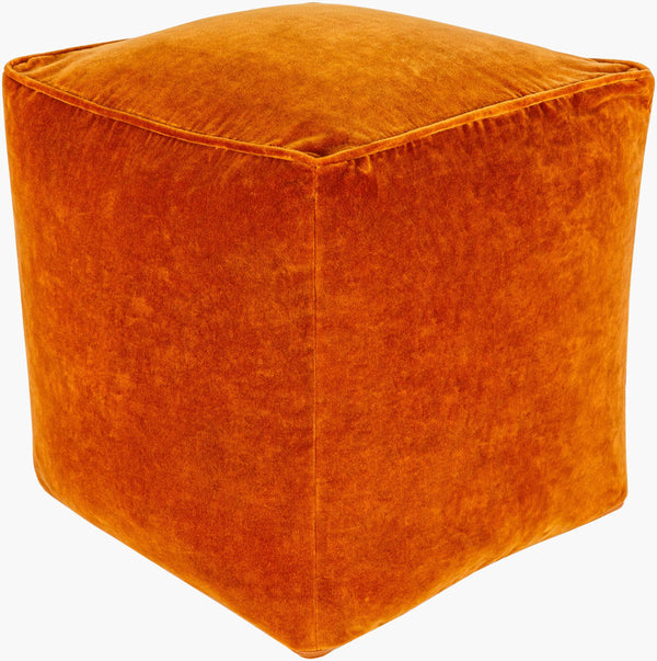 Surya Cotton Velvet Pouf Cvpf-016 - Stylish 14"H X 20"W X 20"D Decorative Seating For Modern Decor Burnt Sienna Cotton,Cotton,Polybeads Cvpf020-161616