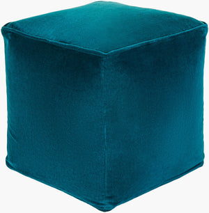 Surya Cotton Velvet Pouf Cvpf-016 - Stylish 14"H X 20"W X 20"D Decorative Seating For Modern Decor Teal Cotton,Cotton,Polybeads Cvpf021-161616