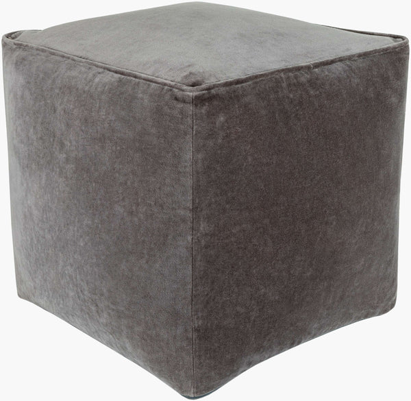 Surya Cotton Velvet Pouf Cvpf-016 - Stylish 14"H X 20"W X 20"D Decorative Seating For Modern Decor Charcoal Cotton,Cotton,Polybeads Cvpf022-161616