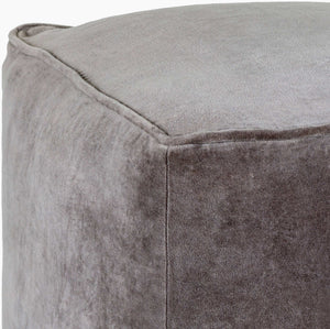 Surya Cotton Velvet Pouf Cvpf-016 - Stylish 14"H X 20"W X 20"D Decorative Seating For Modern Decor Charcoal Cotton,Cotton,Polybeads Cvpf022-161616