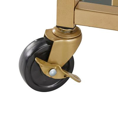 Homelegance By Top-Line Samar Glass Top Metal Bar Cart Gold Steel