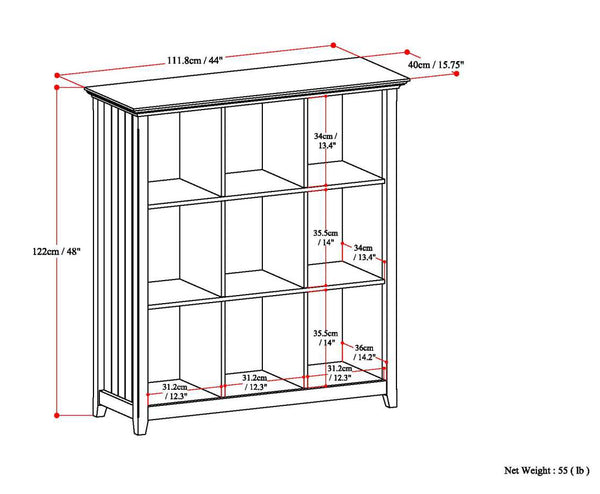 English Elm Acadian 9-Cube Bookcase Storage Unit - Timeless Black Design For Home & Office Organization Needs B136P158450