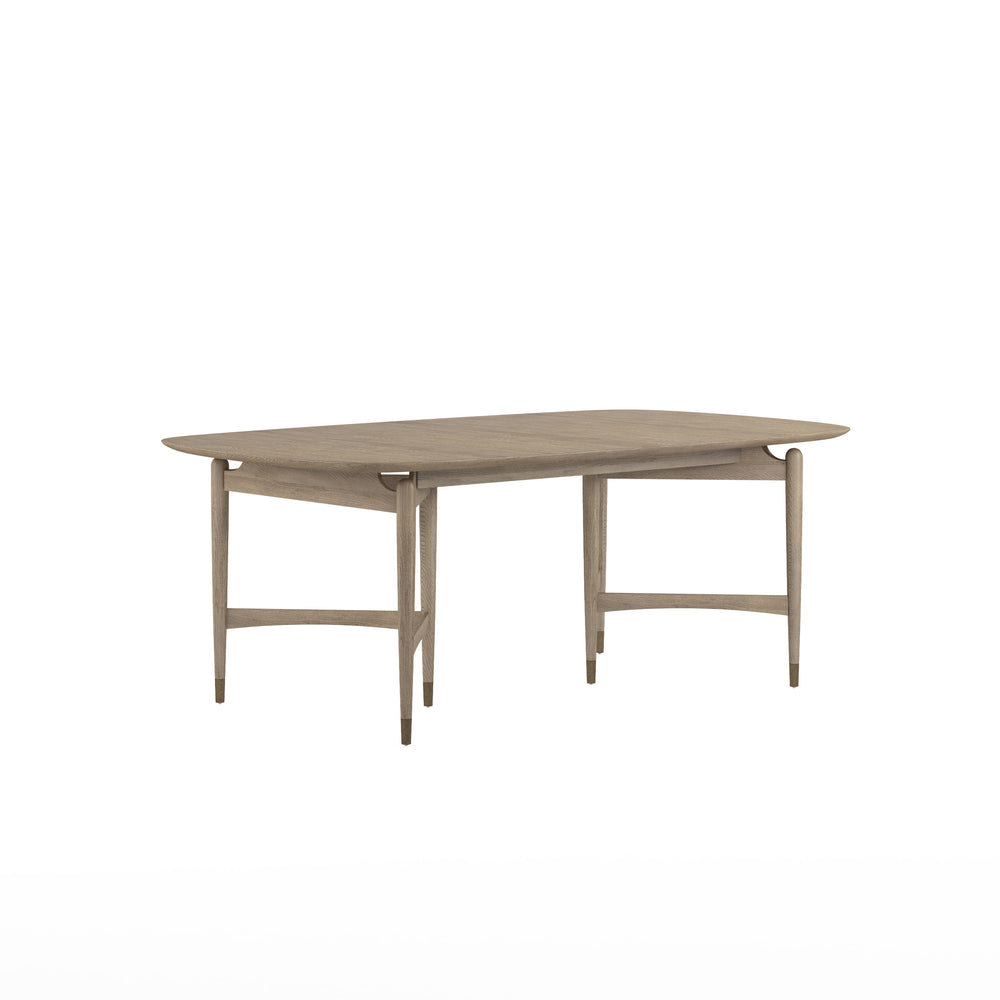 A.R.T. Furniture Finn Rectangular Dining Table – Mid-century Modern Design With Extendable Leaves & Antique Gold Accents Light Brown Parawood Solids,Elm Veneer,Metal 313220-2803