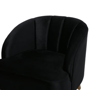 English Elm Chair Velvet Club Seat with Channel Stitching and Rubberwood Legs for Modern Interiors 61714.00BLK