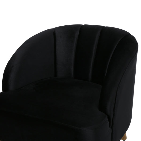 English Elm Chair Velvet Club Seat with Channel Stitching and Rubberwood Legs for Modern Interiors 61714.00BLK