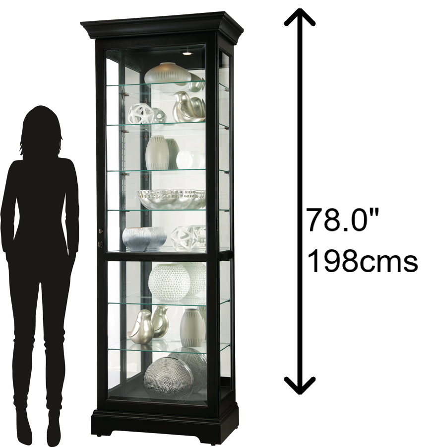 Hekman Furniture 680660 Lighted Curio Cabinet With Adjustable Glass Shelves, Locking Door, And Touch-lite™ Switch Black Satin Chesterbrook Iii Curio Cabinet 680660