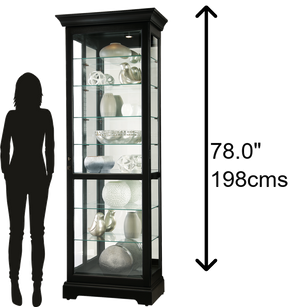 Hekman Furniture 680660 Lighted Curio Cabinet With Adjustable Glass Shelves, Locking Door, And Touch-lite™ Switch Black Satin Chesterbrook Iii Curio Cabinet 680660