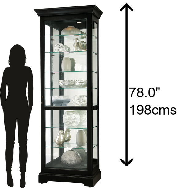 Hekman Furniture 680660 Lighted Curio Cabinet With Adjustable Glass Shelves, Locking Door, And Touch-lite™ Switch Black Satin Chesterbrook Iii Curio Cabinet 680660