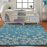 Nourison Tranquil TRA04 Machine Made Power-loomed No Border Indoor Only Contemporary  Rug Turquoise, Turquoise Blue 100% Polypropylene 99446484925