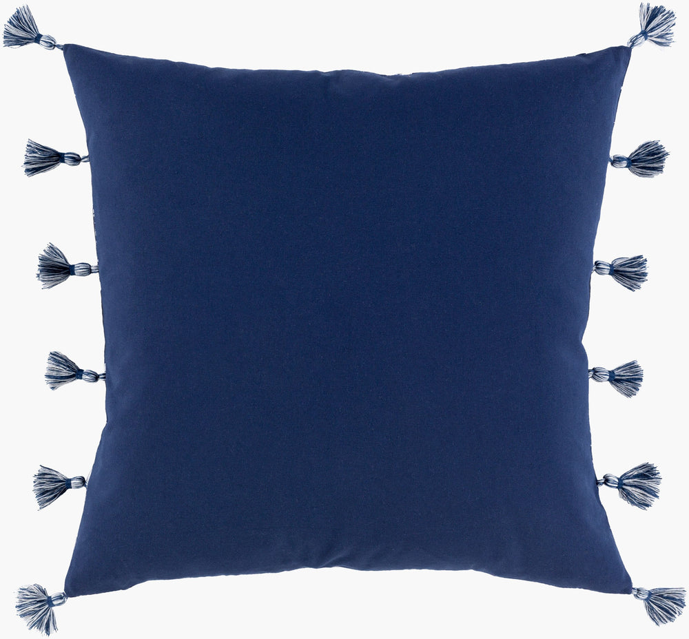 Surya Castaway 18"L X 18"W Elegant Cotton Accent Pillow – Stylish Home Decor For Inviting Ambiance Ink Blue Cotton,Cotton Cwa002-1818d