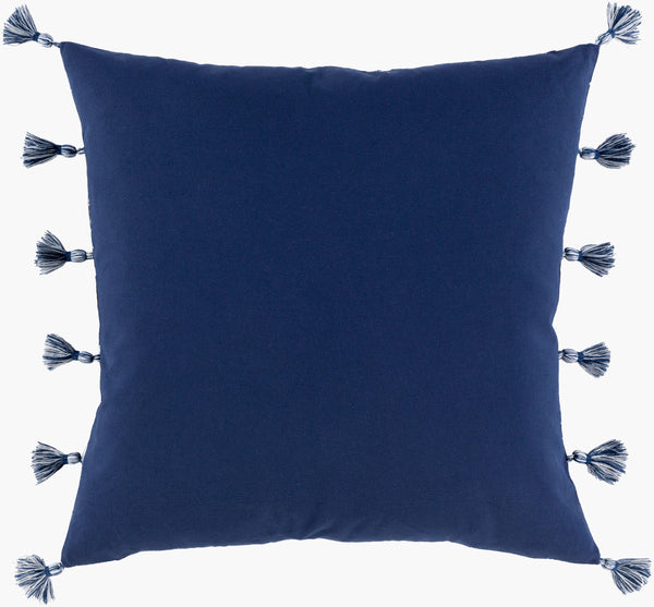 Surya Castaway 18"L X 18"W Elegant Cotton Accent Pillow – Stylish Home Decor For Inviting Ambiance Ink Blue Cotton,Cotton Cwa002-1818d