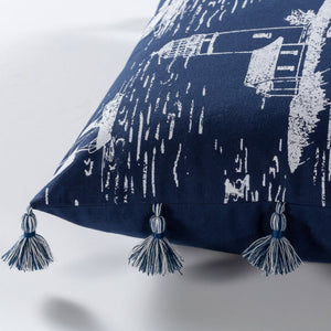 Surya Castaway 18"L X 18"W Elegant Cotton Accent Pillow – Stylish Home Decor For Inviting Ambiance Ink Blue Cotton,Cotton Cwa002-1818d