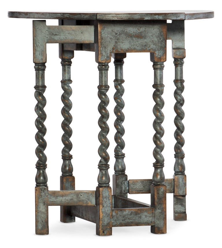 Hooker Furniture La Prause Gate Leg Round Table In Blue Bonnet Finish — Heirloom Charm, Drop Leaves, Turned Base, Versatile Elegance 6960-50006-45