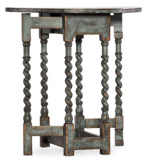 Hooker Furniture La Prause Gate Leg Round Table In Blue Bonnet Finish — Heirloom Charm, Drop Leaves, Turned Base, Versatile Elegance 6960-50006-45