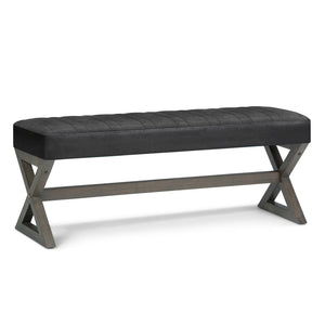 English Elm Salinger - Versatile Large Ottoman Bench In Distressed Black Vegan Leather With Sturdy Base Design B136P159214-GIGA