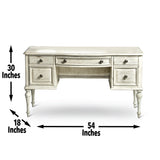 Highland Park Vanity Desk - Vintage Style - Cathedral White - 18x54x30