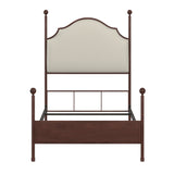 Homelegance By Top-Line Finola Cream Curved Top Cherry Brown Metal Poster Bed Black Metal