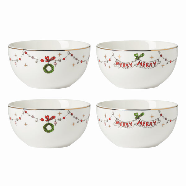 Lenox Merry Grinchmas Assorted All-Purpose Bowls, Set of 4 Green, IVORY PORCELAIN 894167