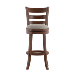 Homelegance By Top-Line Wyatt Ladder Back Linen Swivel 29-inch Height Bar Stool Grey Rubberwood