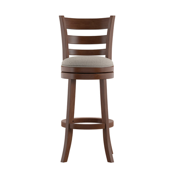 Homelegance By Top-Line Wyatt Ladder Back Linen Swivel 29-inch Height Bar Stool Grey Rubberwood