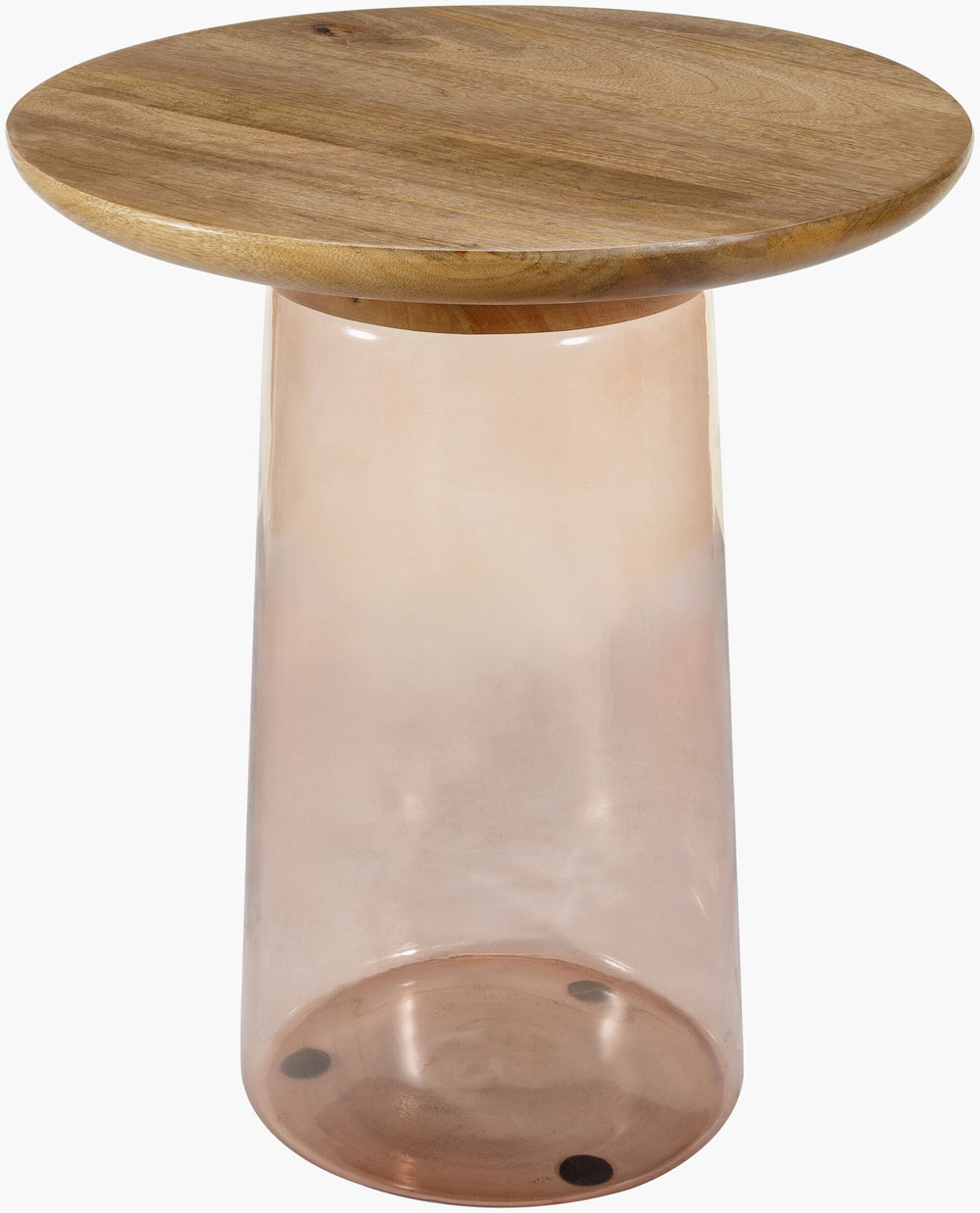 Surya Colwyn Modern 21"H End Table With Mango Wood Top & Sleek Glass Base – Stylish & Easy Care Decor Top, Rust,Base, Dark Brown Mango Wood,Glass Cwn001-221818