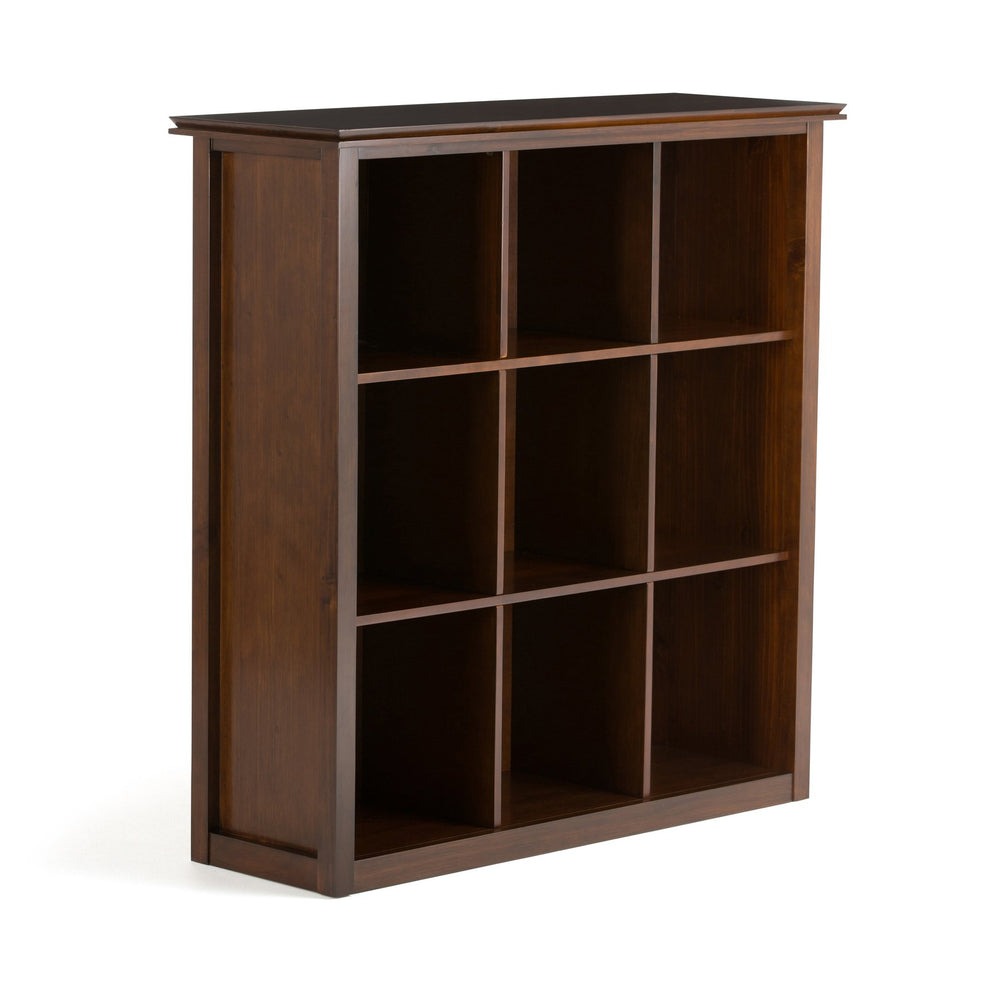 English Elm Artisan 9-Cube Bookcase & Storage Unit - Rustic Solid Wood Design In Warm Russet Brown Finish B136P159473