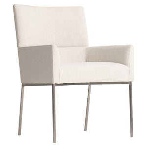 Bernhardt Bernhardt Sereno Arm Chair With Brushed Stainless Steel Base, Tapered Arms, Tailored Fabric Comfort 329542