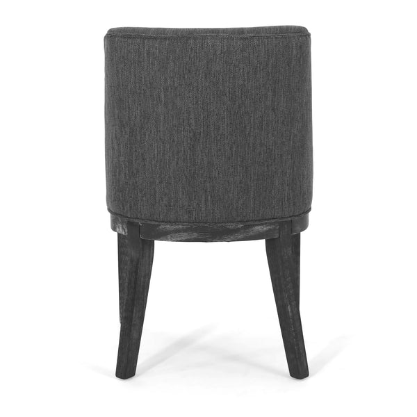 English Elm Dining Chair Set of 2 Solid Wood Textured Fabric Upholstered Farmhouse Modern Style 69408.00FCHAR