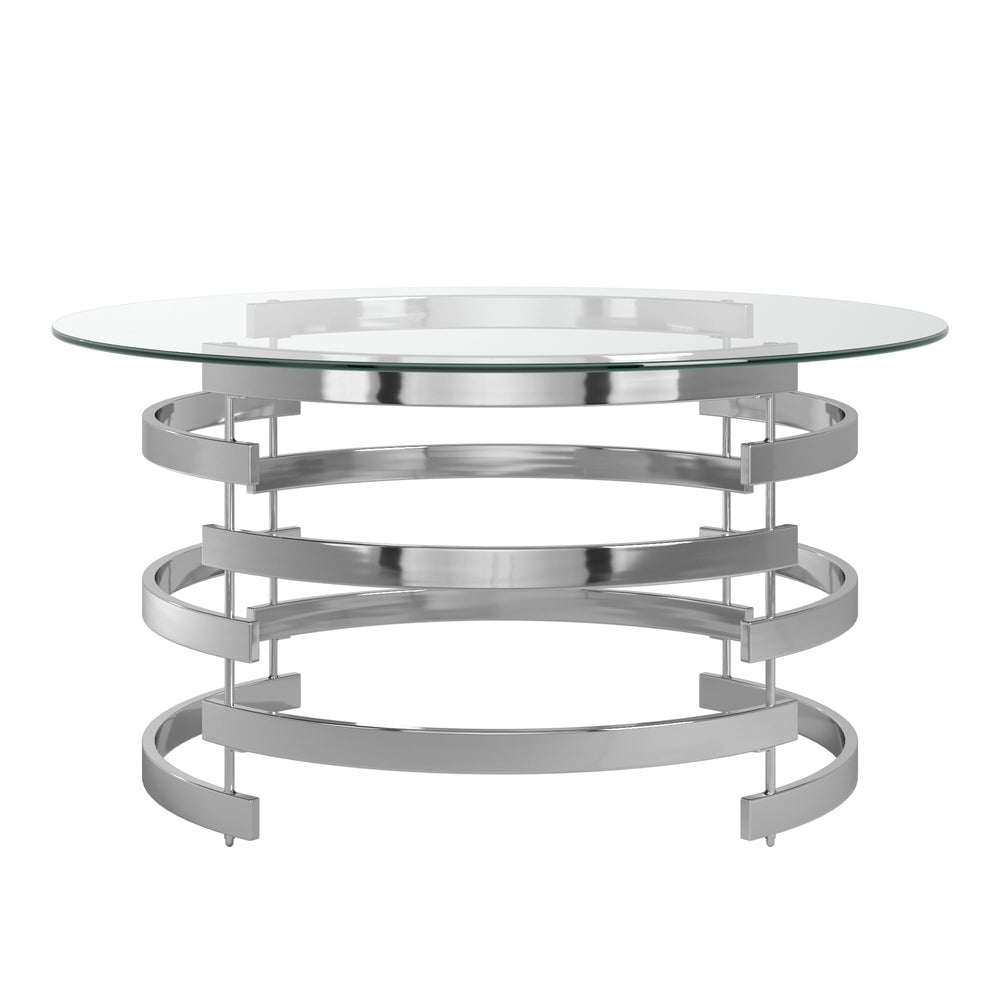 Homelegance By Top-Line Pierce Vortex Base Coffee Table Silver Iron