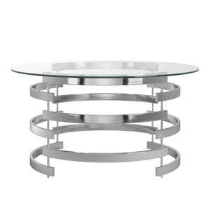 Homelegance By Top-Line Pierce Vortex Base Coffee Table Silver Iron