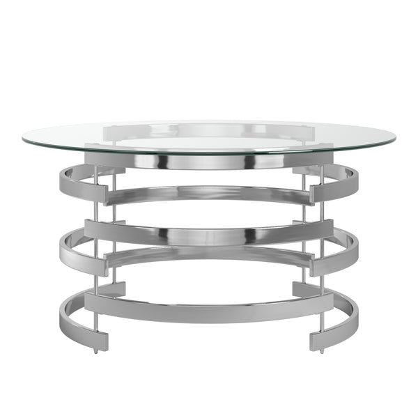 Homelegance By Top-Line Pierce Vortex Base Coffee Table Silver Iron