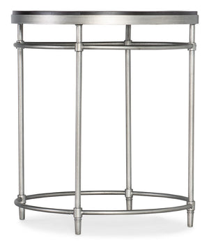 Hooker Furniture St. Armand Acacia Round End Table — Distressed Black Top, Brushed Pewter Base, Rustic Industrial Charm 5601-80113-BLK