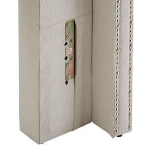 Homelegance By Top-Line Magnolia Nailhead Wingback Button Tufted Headboard White Linen