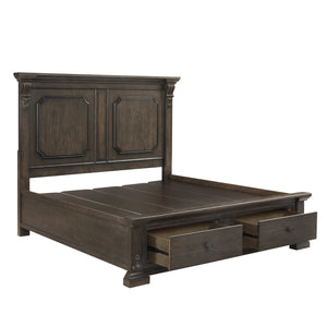 A.R.T. Furniture Heritage Hill Queen Storage Bed With Usb Ports, Elegant Acacia & Oak Design, Dual Footboard Drawers Brown One (1) Usb Port On Each Headboard Post 341135-2816