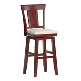 Homelegance By Top-Line Juliette Panel Back Wood Swivel Bar Stool Red Rubberwood