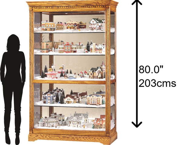 Hekman Furniture 680237 Stunning Lighted Curio Cabinet By Howard Miller - Elegant Display For Collectibles, Golden Oak Finish Golden Oak Parkview Curio Cabinet 680237