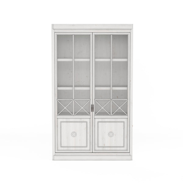 A.R.T. Furniture Somerton Traditional Display Cabinet With Glass Doors, Adjustable Shelves & Touch Dimmer Light White Parawood Solids,Elm Veneers,Metal,Glass,Resin 303240-2824