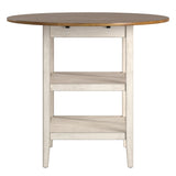 Homelegance By Top-Line Theordore Antique Finish 2 Side Drop Leaf Round Counter Height Table White Rubberwood